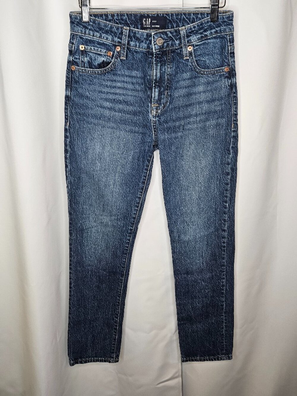 GAP Mid-Rise Slim Boyfriend Jeans - Dark Wash Blue - Size 2/26R